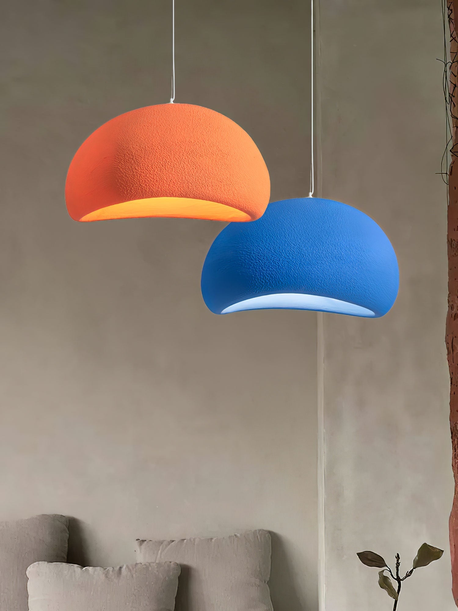 Solara Pendant Lamp Plaster Half Dome Plug In Wabi Sabi - Letslighting