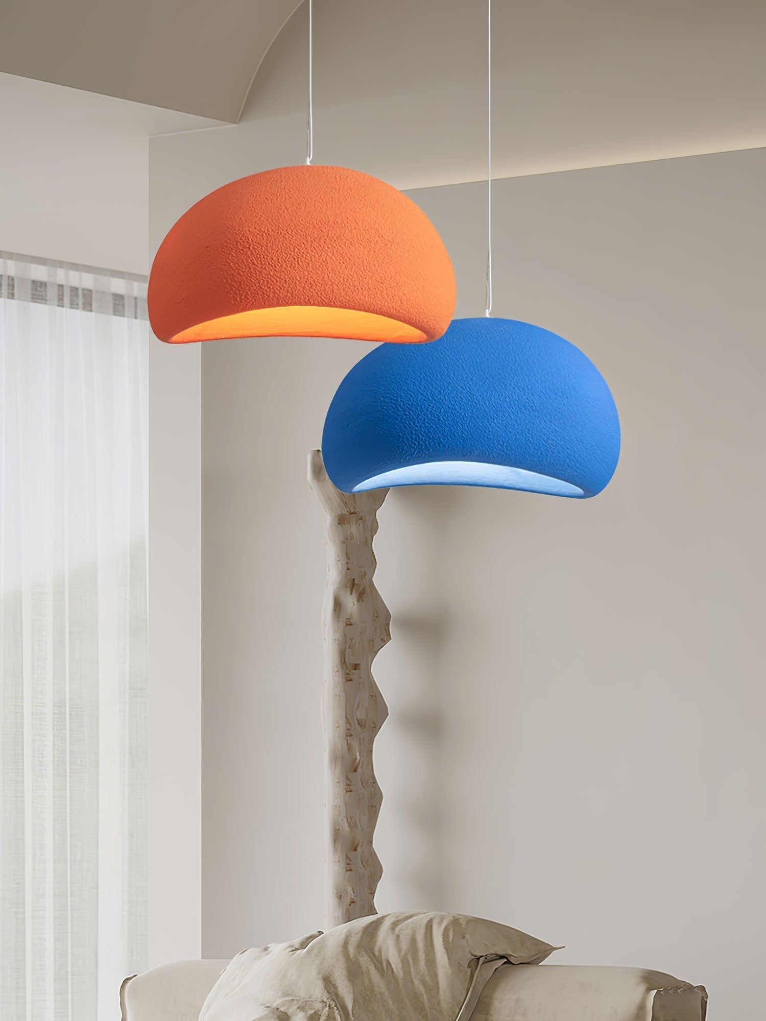 Solara Pendant Lamp Plaster Half Dome Plug In Wabi Sabi - Letslighting