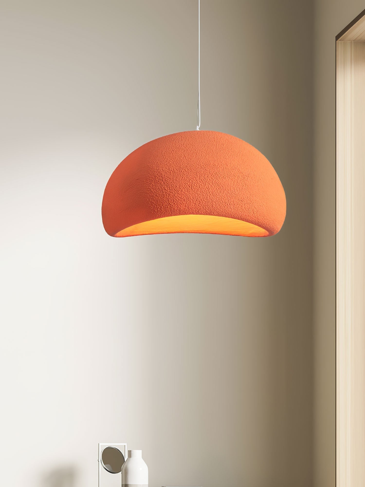 Solara Pendant Lamp Plaster Half Dome Plug In Wabi Sabi - Letslighting