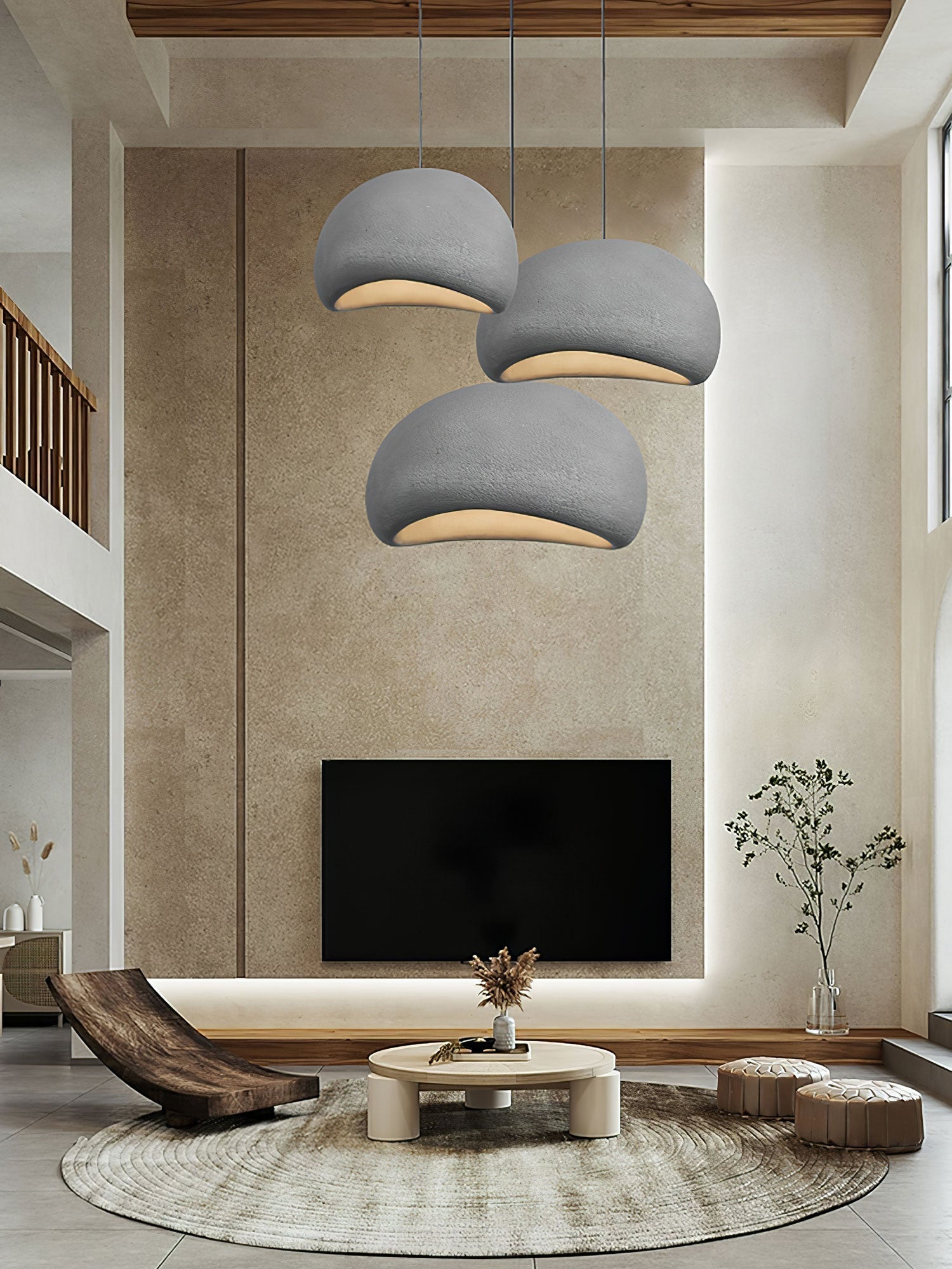 Solara Pendant Lamp Plaster Half Dome Plug In Wabi Sabi - Letslighting