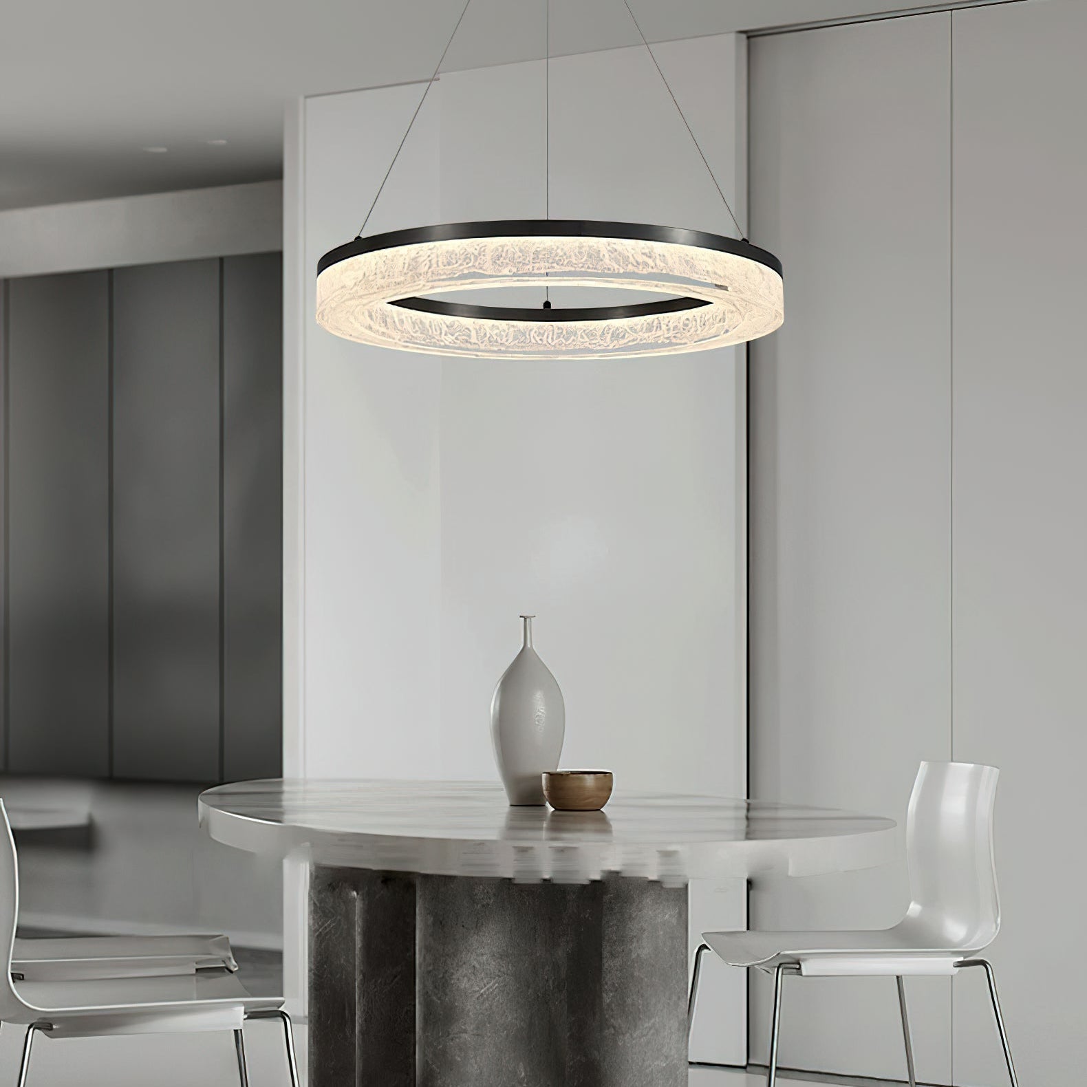 Idyll Modern Minimalist Round LED Resin Chandelier - Letslighting