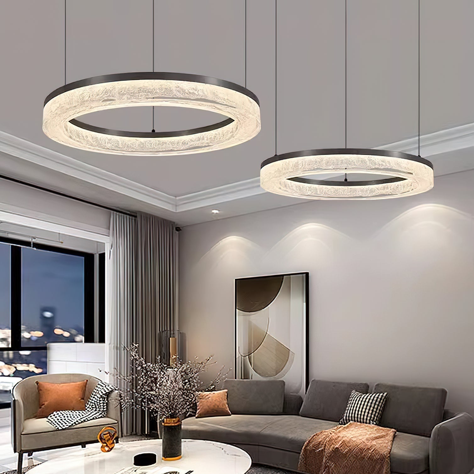 Idyll Modern Minimalist Round LED Resin Chandelier - Letslighting