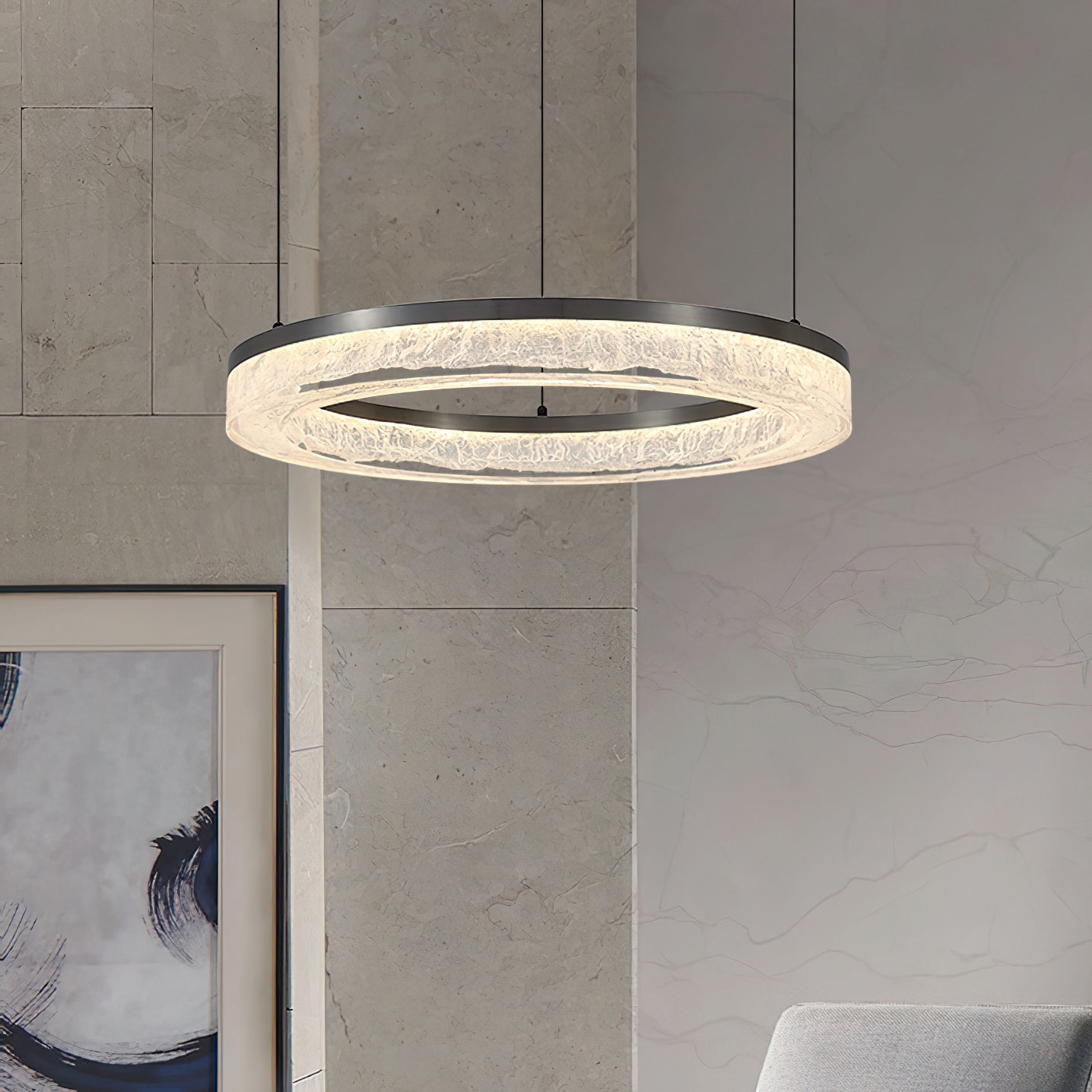 Idyll Modern Minimalist Round LED Resin Chandelier - Letslighting