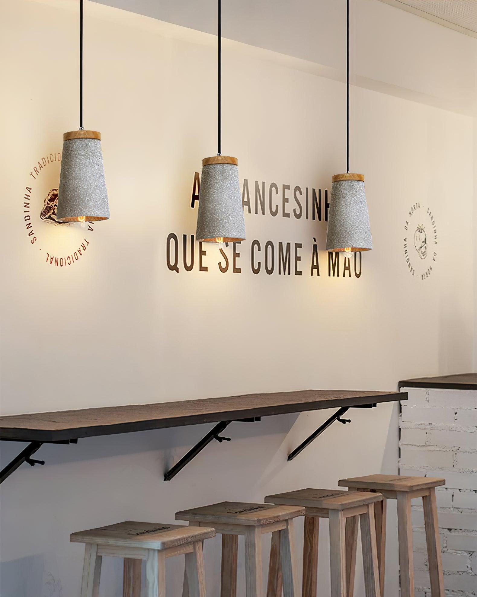 Althere Wood Cement Pendant Light - Letslighting