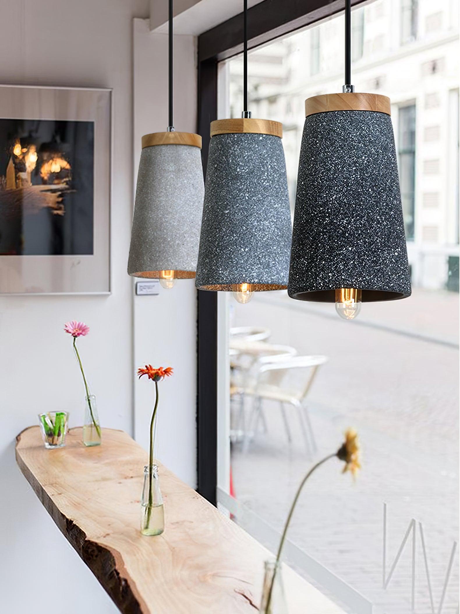 Althere Wood Cement Pendant Light - Letslighting