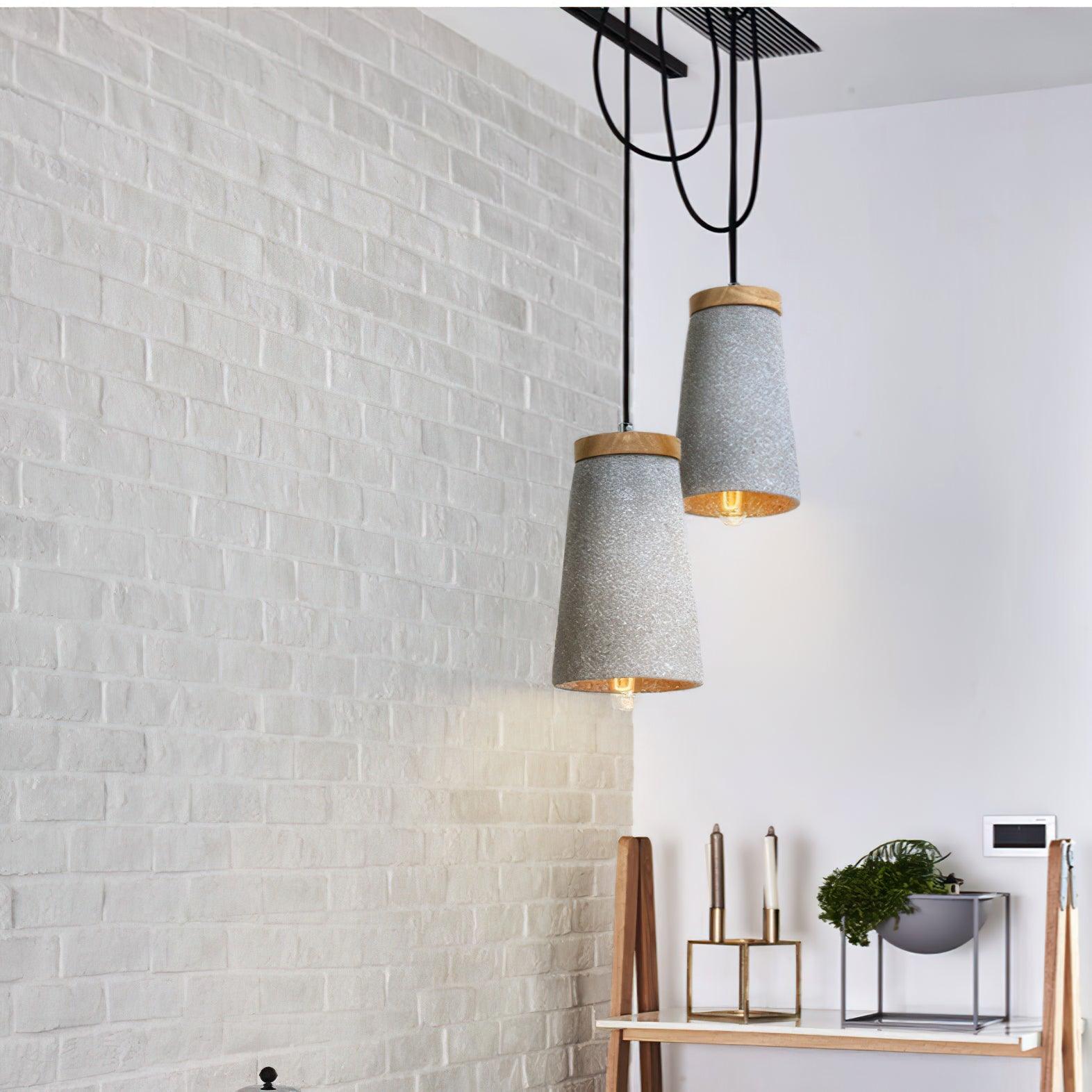 Althere Wood Cement Pendant Light - Letslighting