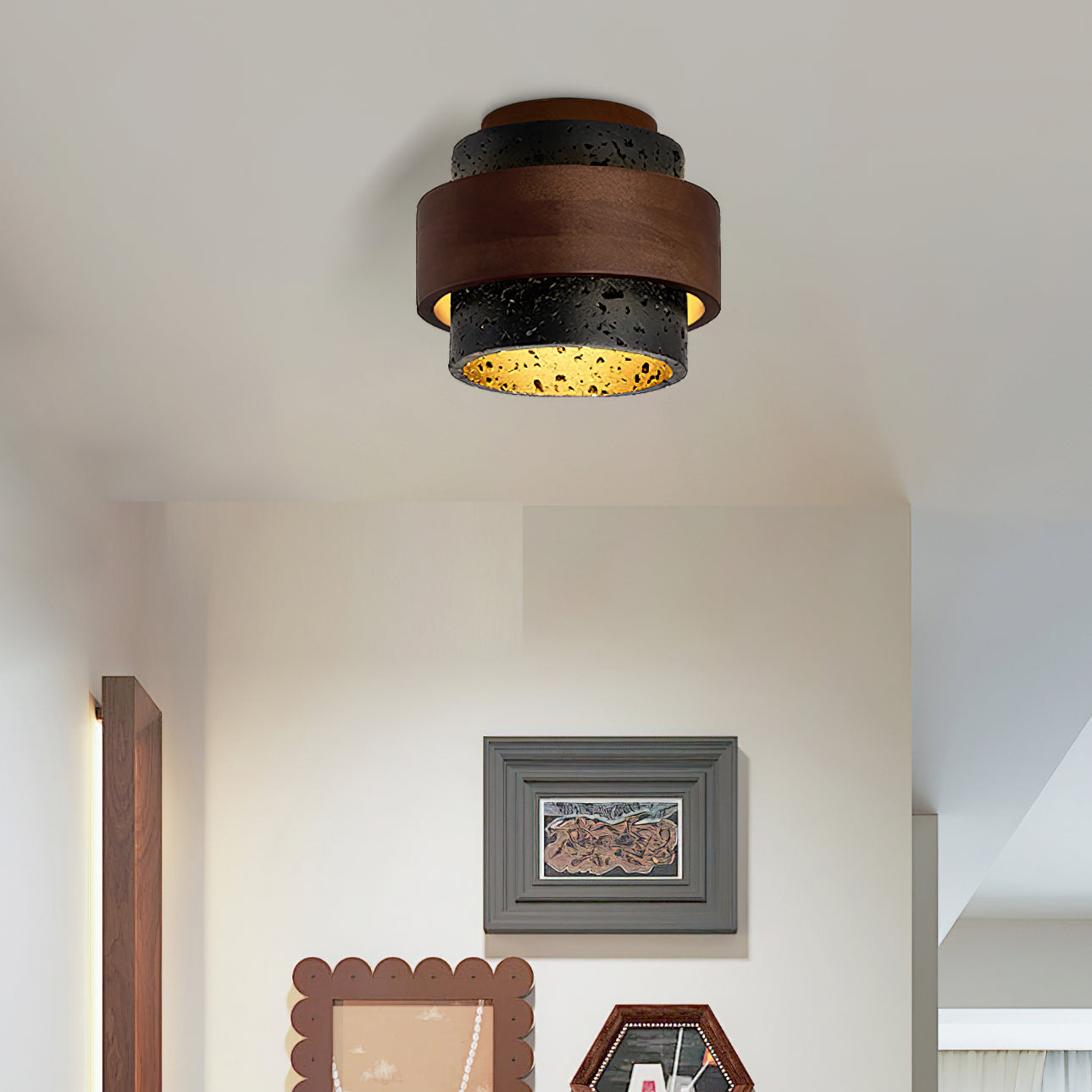 Ritta Black Travertine Ceiling Light - Letslighting