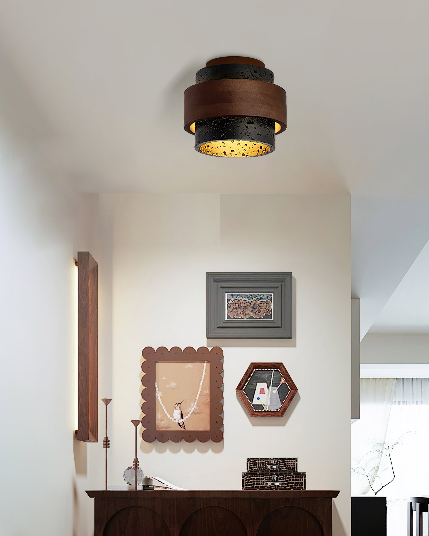 Ritta Black Travertine Ceiling Light - Letslighting
