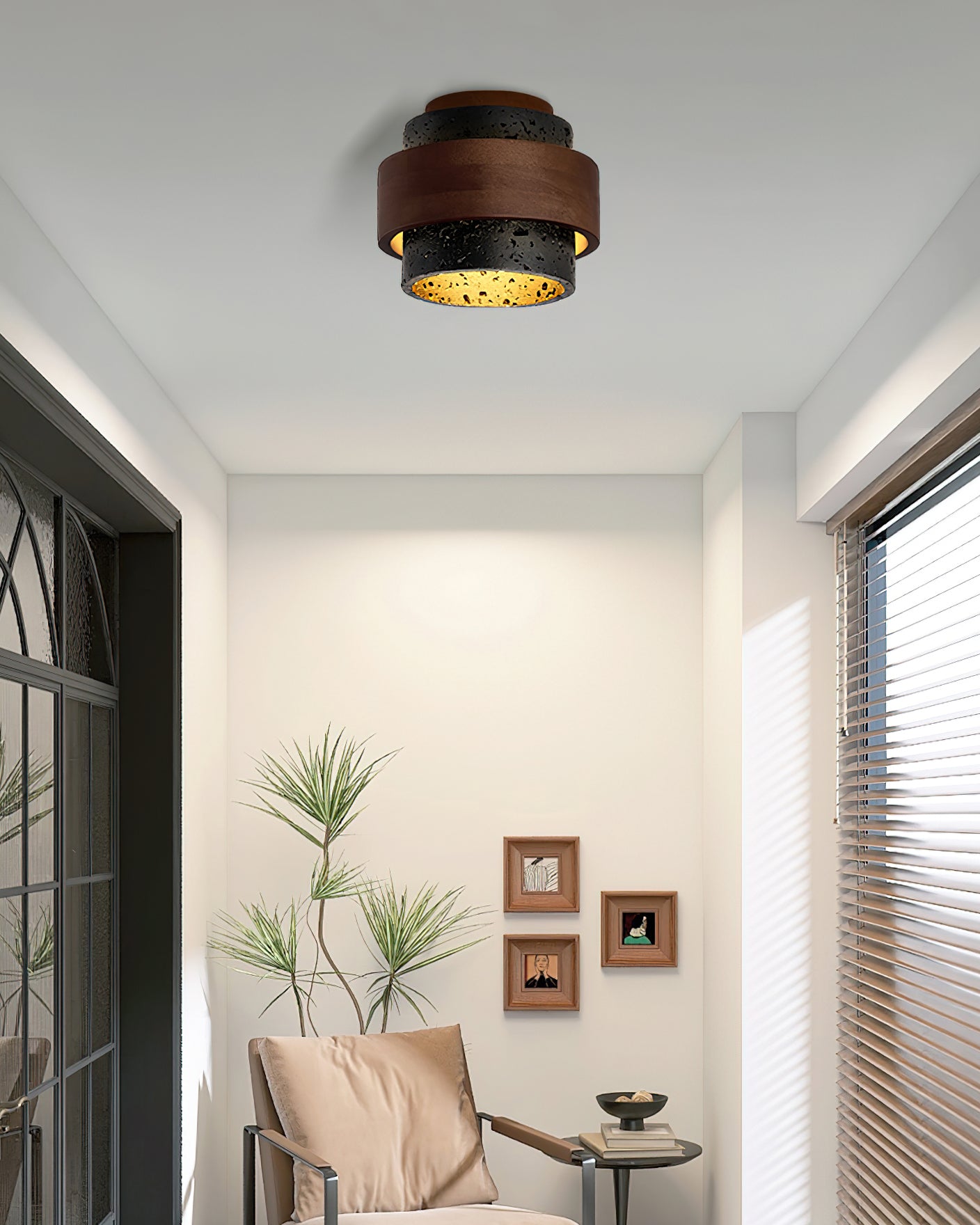 Ritta Black Travertine Ceiling Light - Letslighting