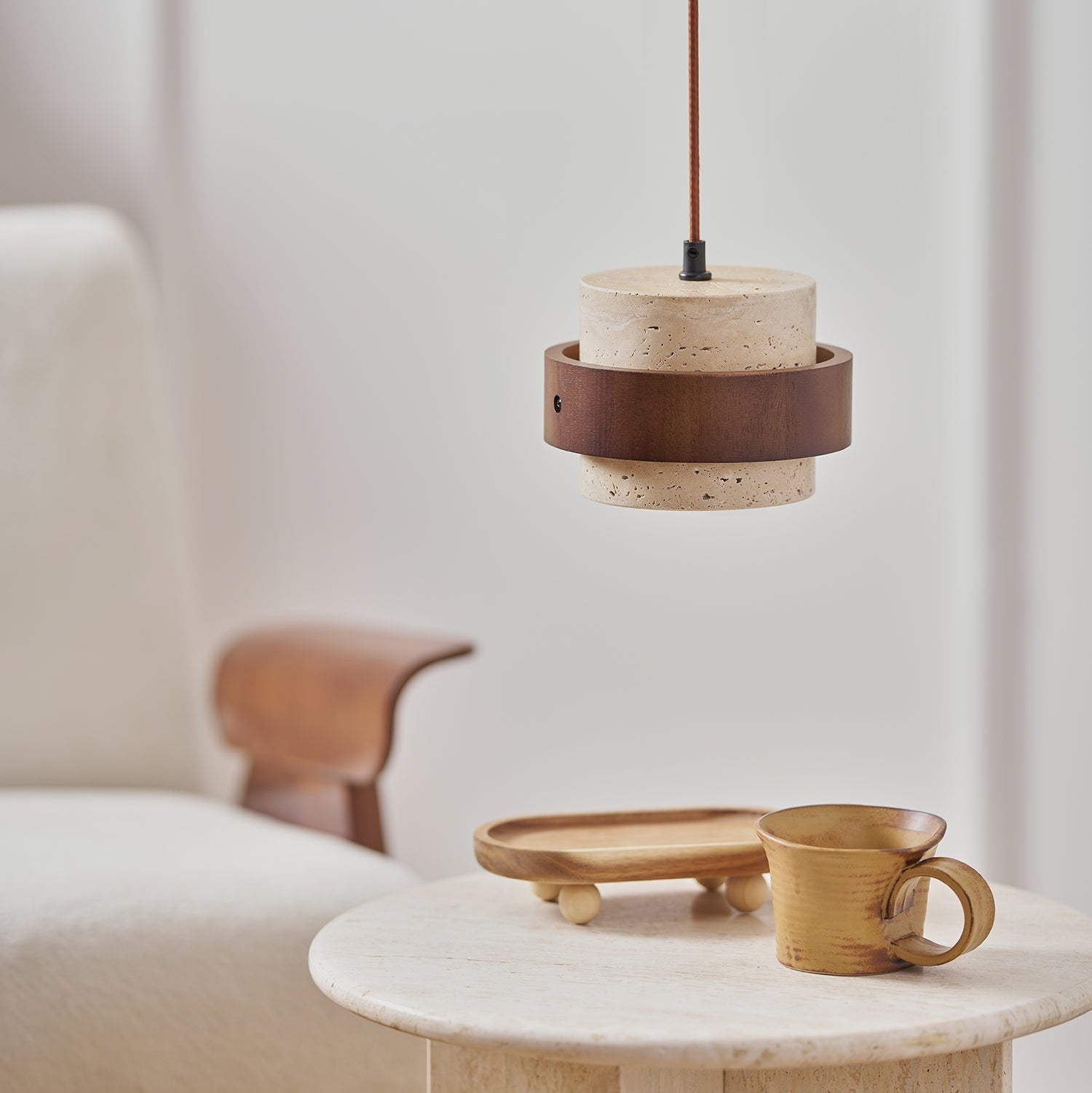 Ritta Pendant Light Travertine - Letslighting