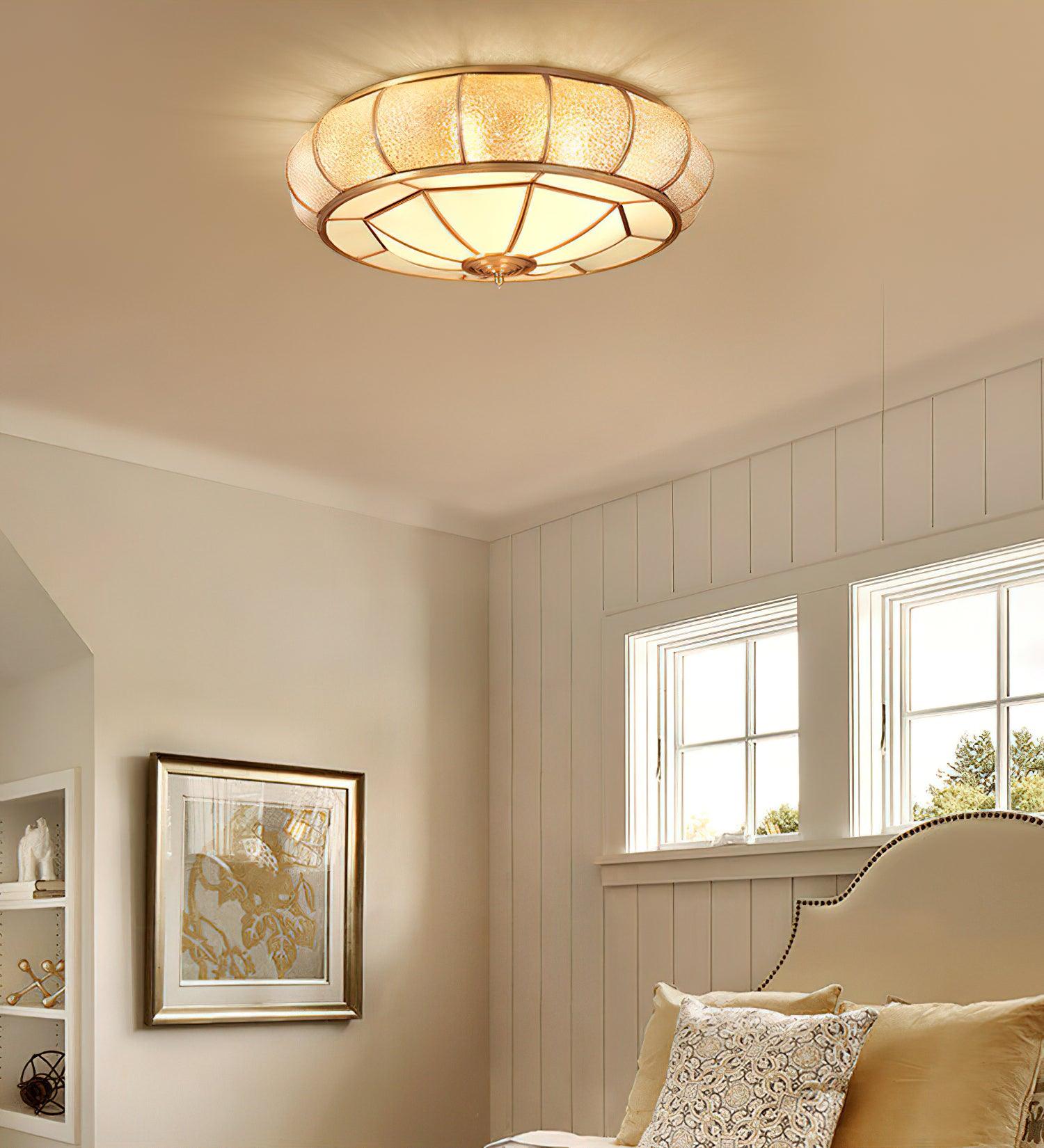 Ulrinara Postmodern Luxury Drum Brass Glass Ceiling Light - Letslighting