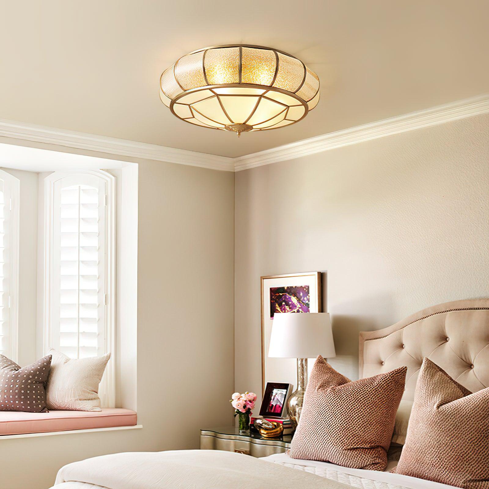 Ulrinara Postmodern Luxury Drum Brass Glass Ceiling Light - Letslighting