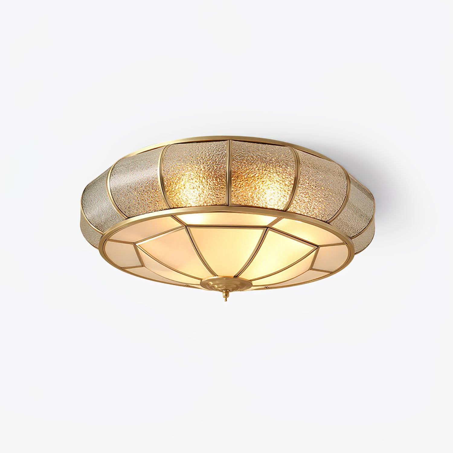 Ulrinara Postmodern Luxury Drum Brass Glass Ceiling Light - Letslighting
