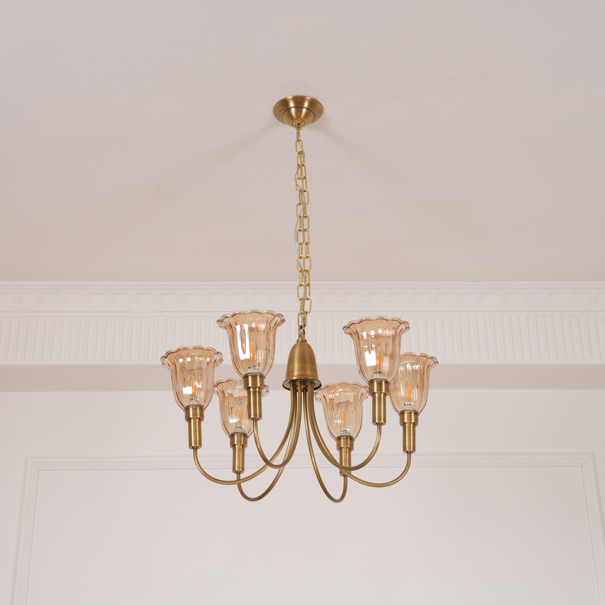 Tempo Vintage Art Deco Brass Chandelier - Letslighting