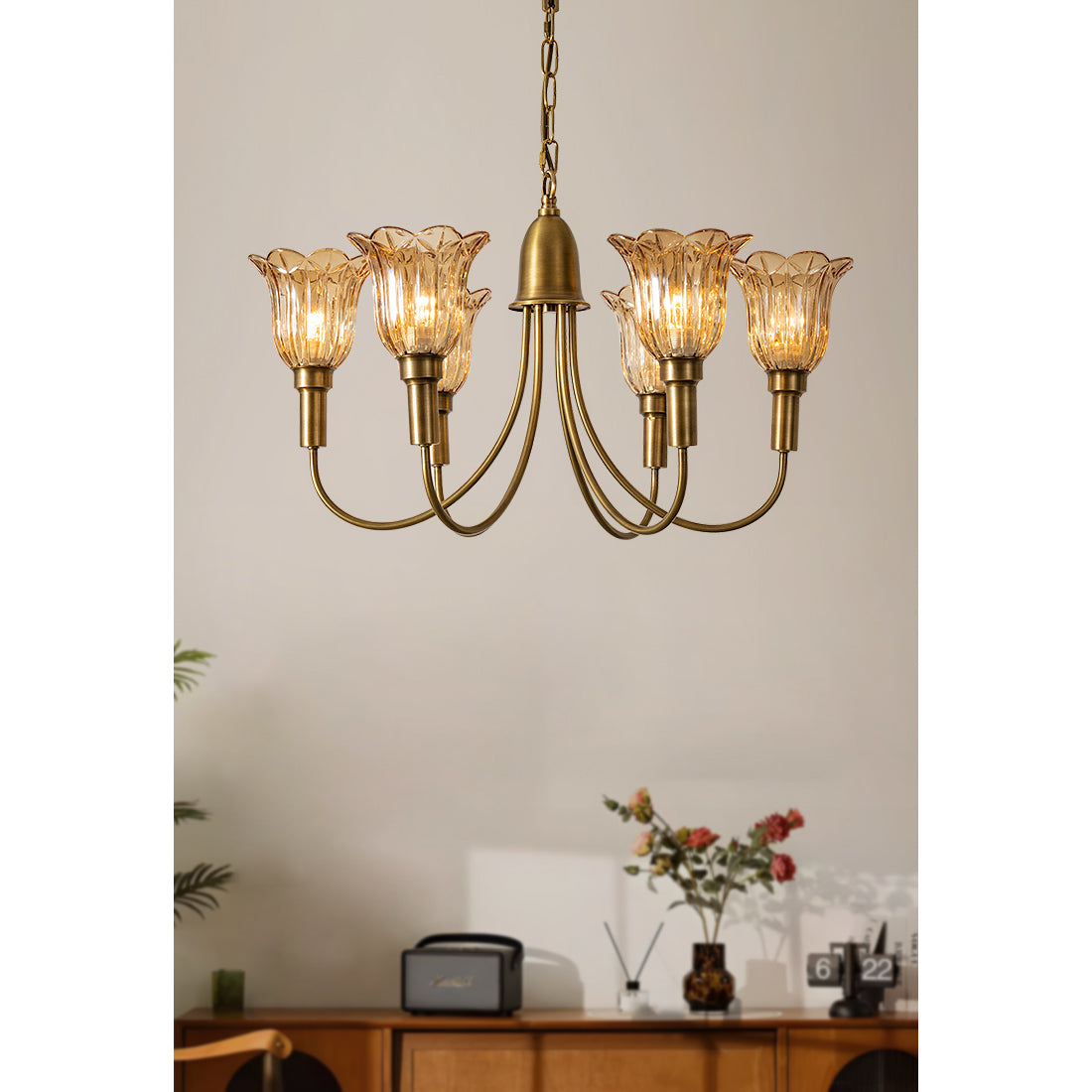 Tempo Vintage Art Deco Brass Chandelier - Letslighting