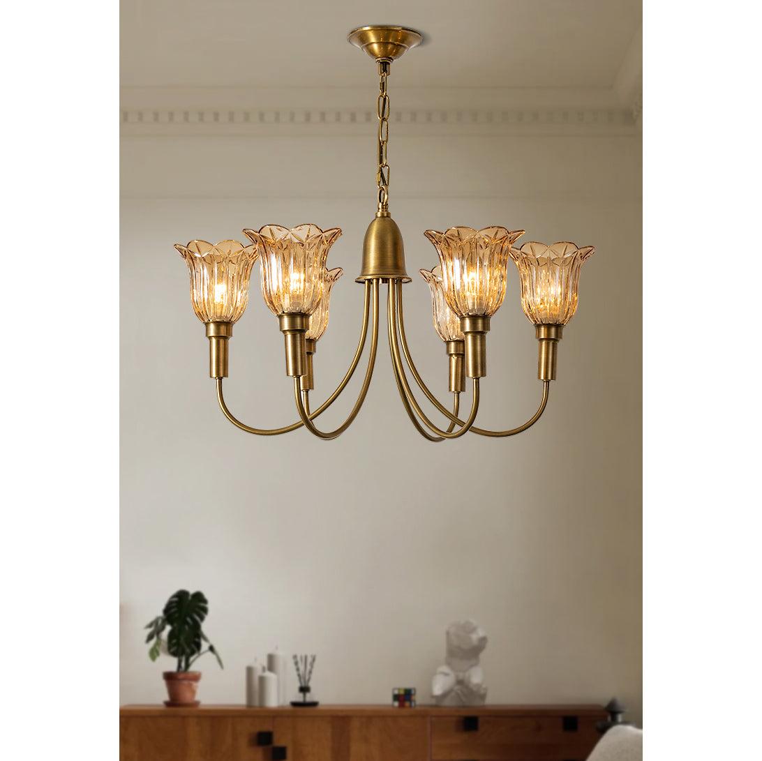 Tempo Vintage Art Deco Brass Chandelier - Letslighting