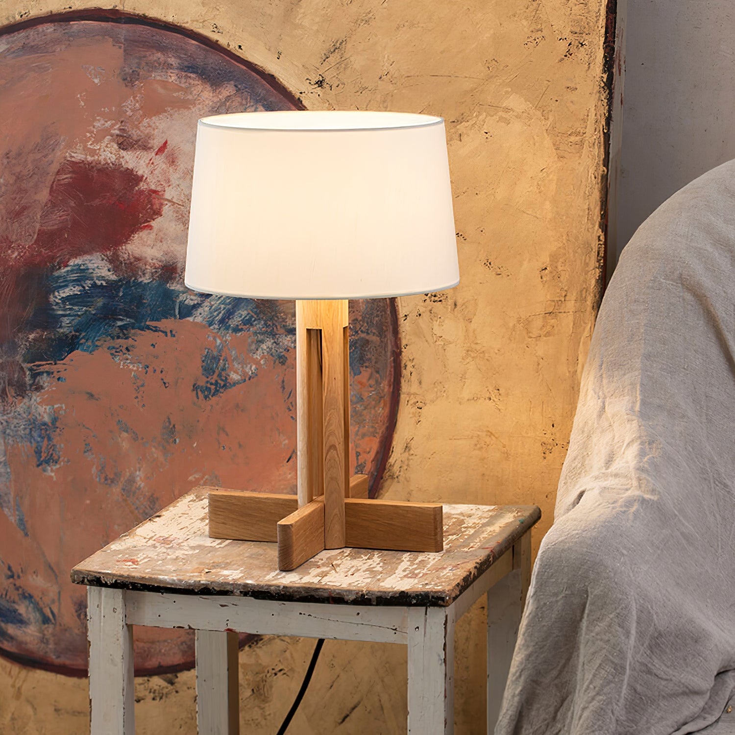 Axel Wood & Fabric Contemporary Table Lamp - Letslighting