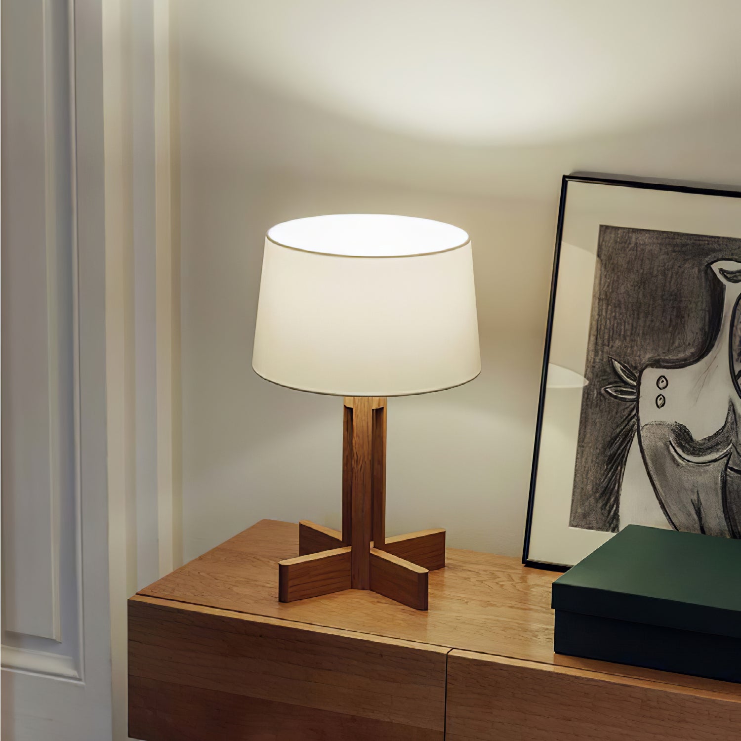 Axel Wood & Fabric Contemporary Table Lamp - Letslighting