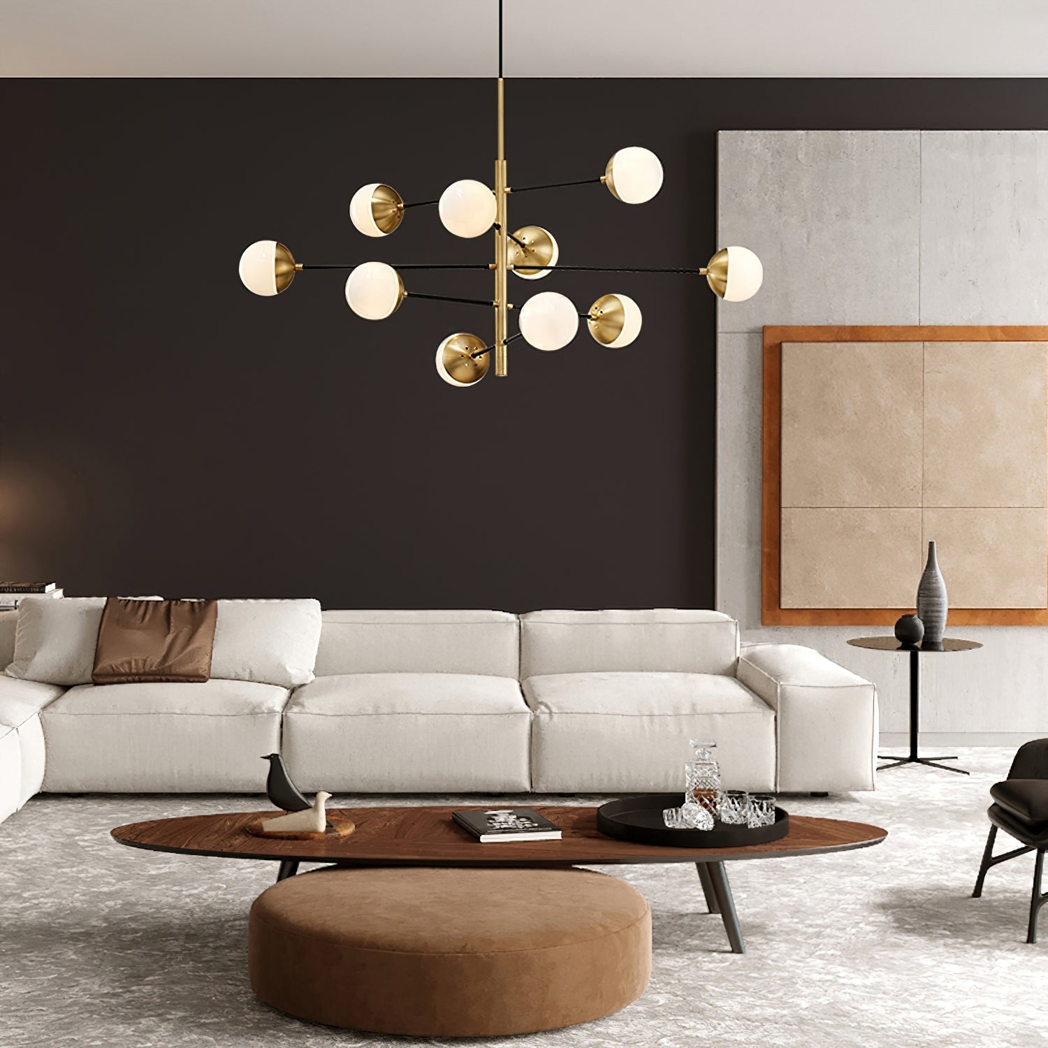 Ultra Modern Minimalist Brass Glass Chandelier - Letslighting