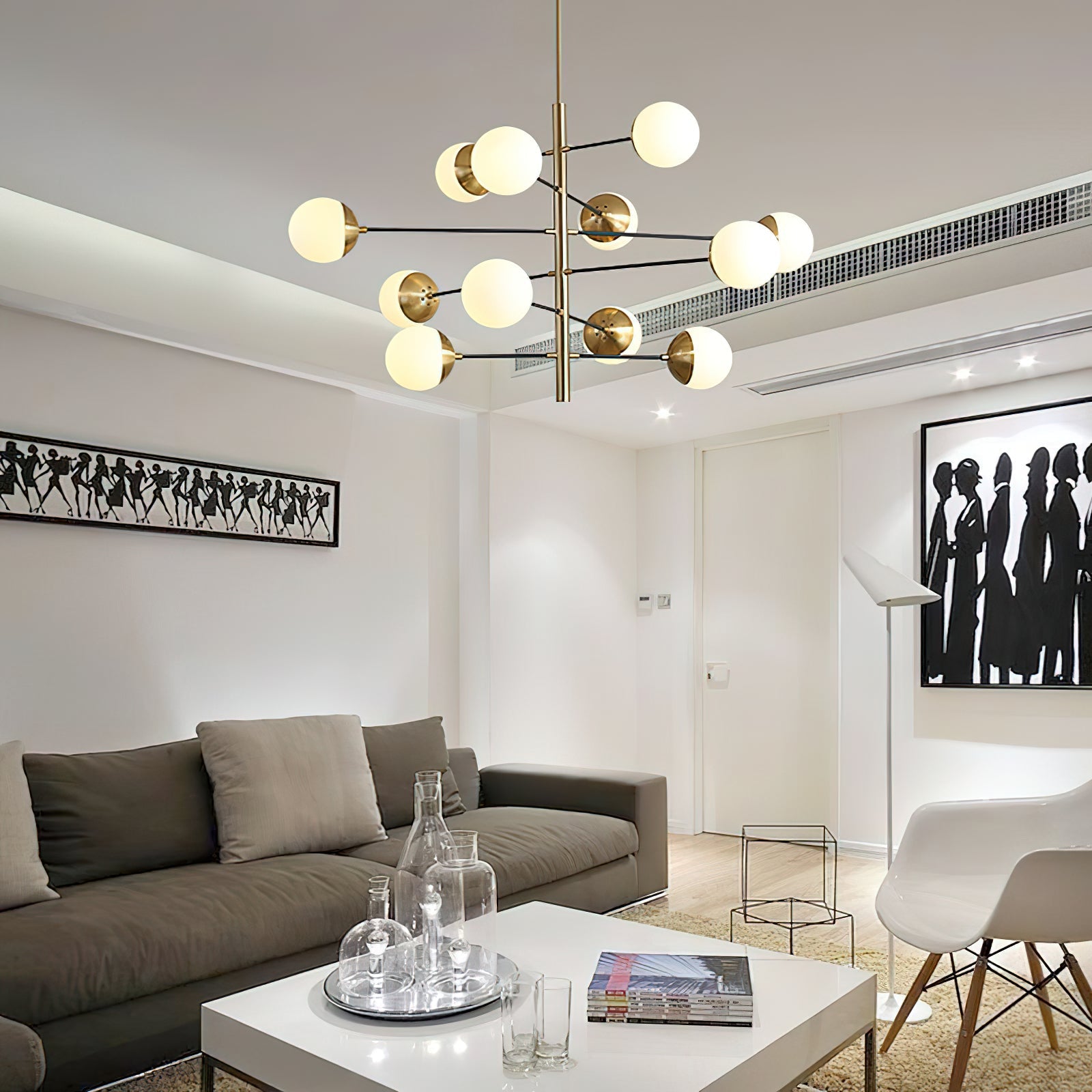 Ultra Modern Minimalist Brass Glass Chandelier - Letslighting