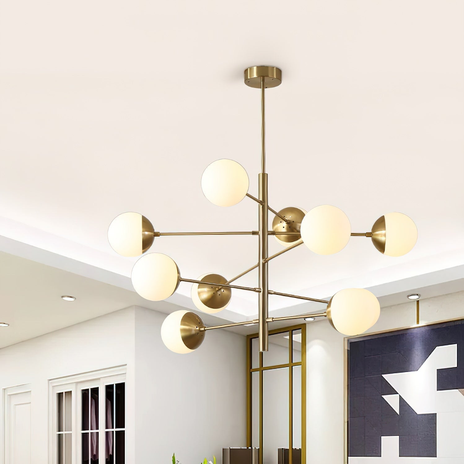 Ultra Modern Minimalist Brass Glass Chandelier - Letslighting