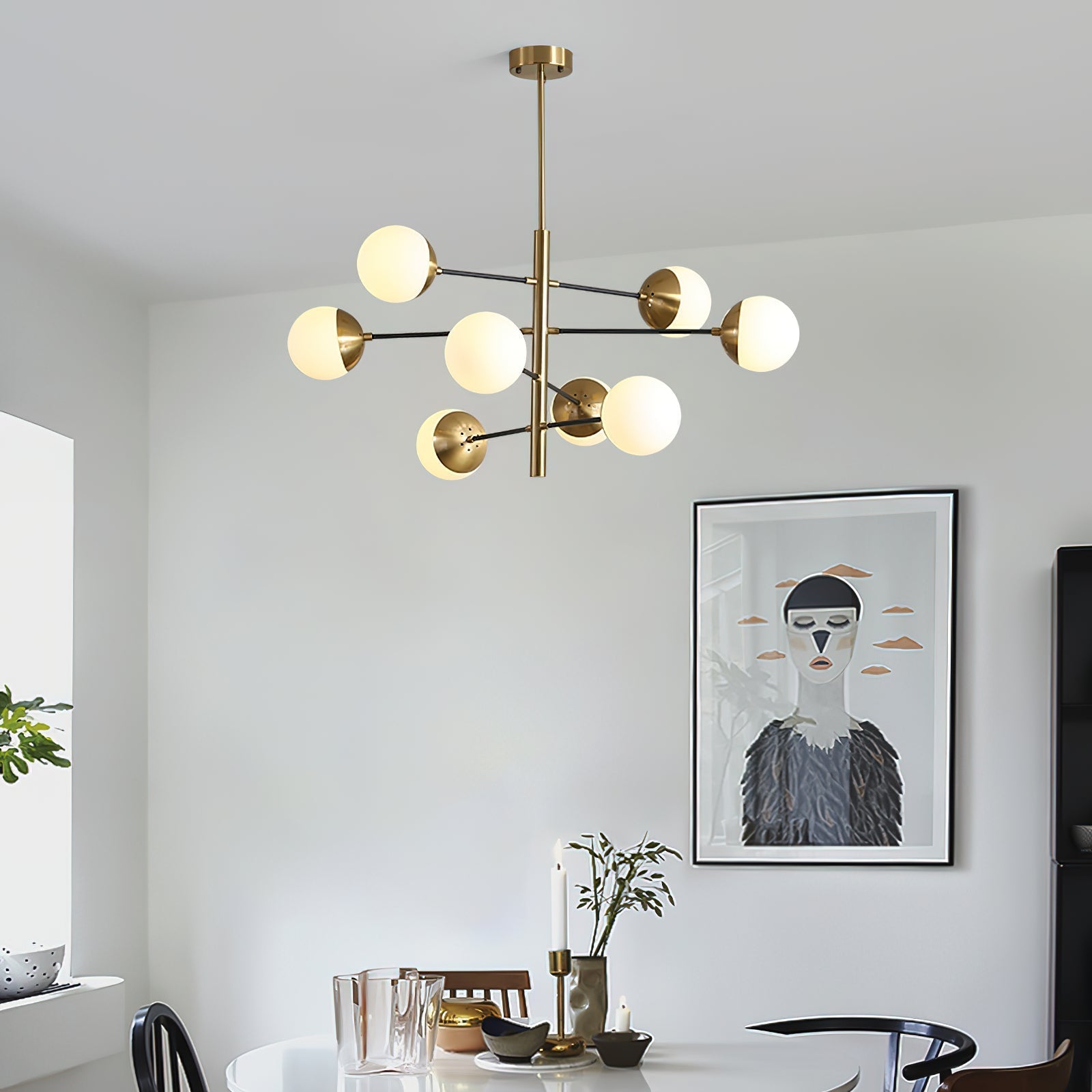 Ultra Modern Minimalist Brass Glass Chandelier - Letslighting