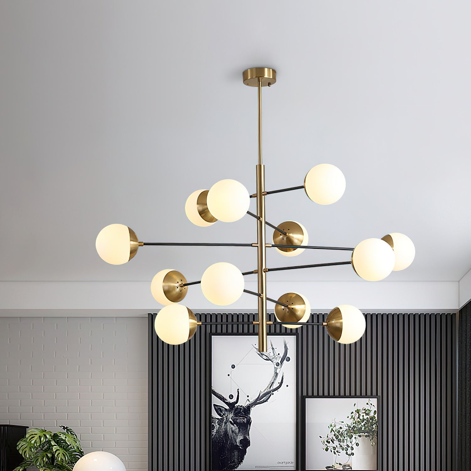 Ultra Modern Minimalist Brass Glass Chandelier - Letslighting