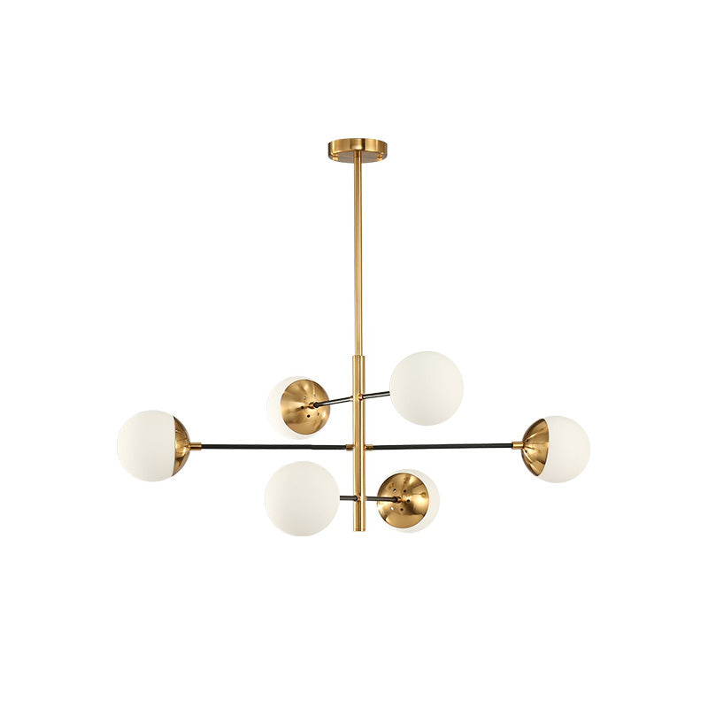 Ultra Modern Minimalist Brass Glass Chandelier - Letslighting