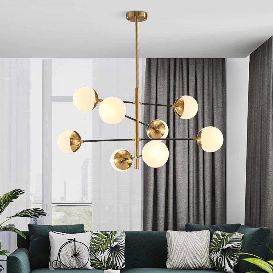 Ultra Modern Minimalist Brass Glass Chandelier - Letslighting