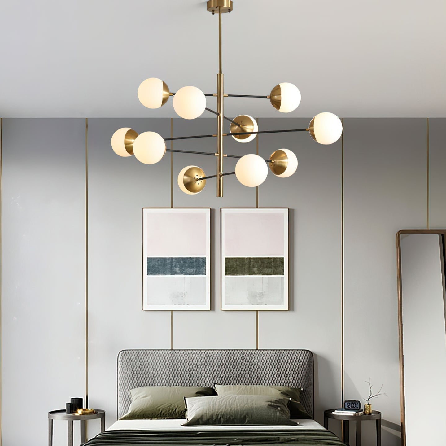 Ultra Modern Minimalist Brass Glass Chandelier - Letslighting