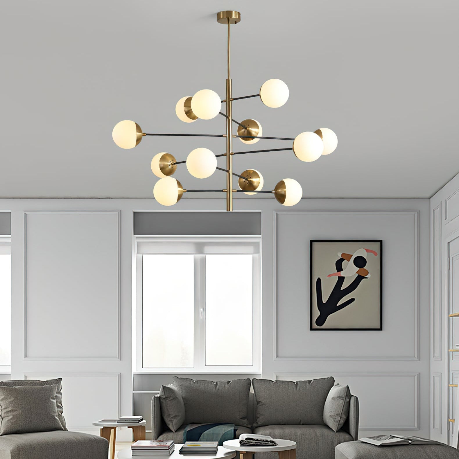 Ultra Modern Minimalist Brass Glass Chandelier - Letslighting