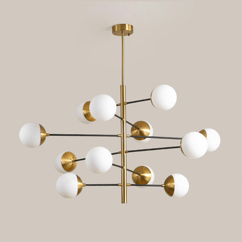 Ultra Modern Minimalist Brass Glass Chandelier - Letslighting