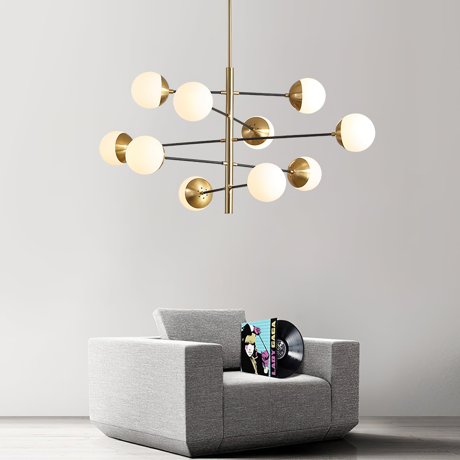 Ultra Modern Minimalist Brass Glass Chandelier - Letslighting