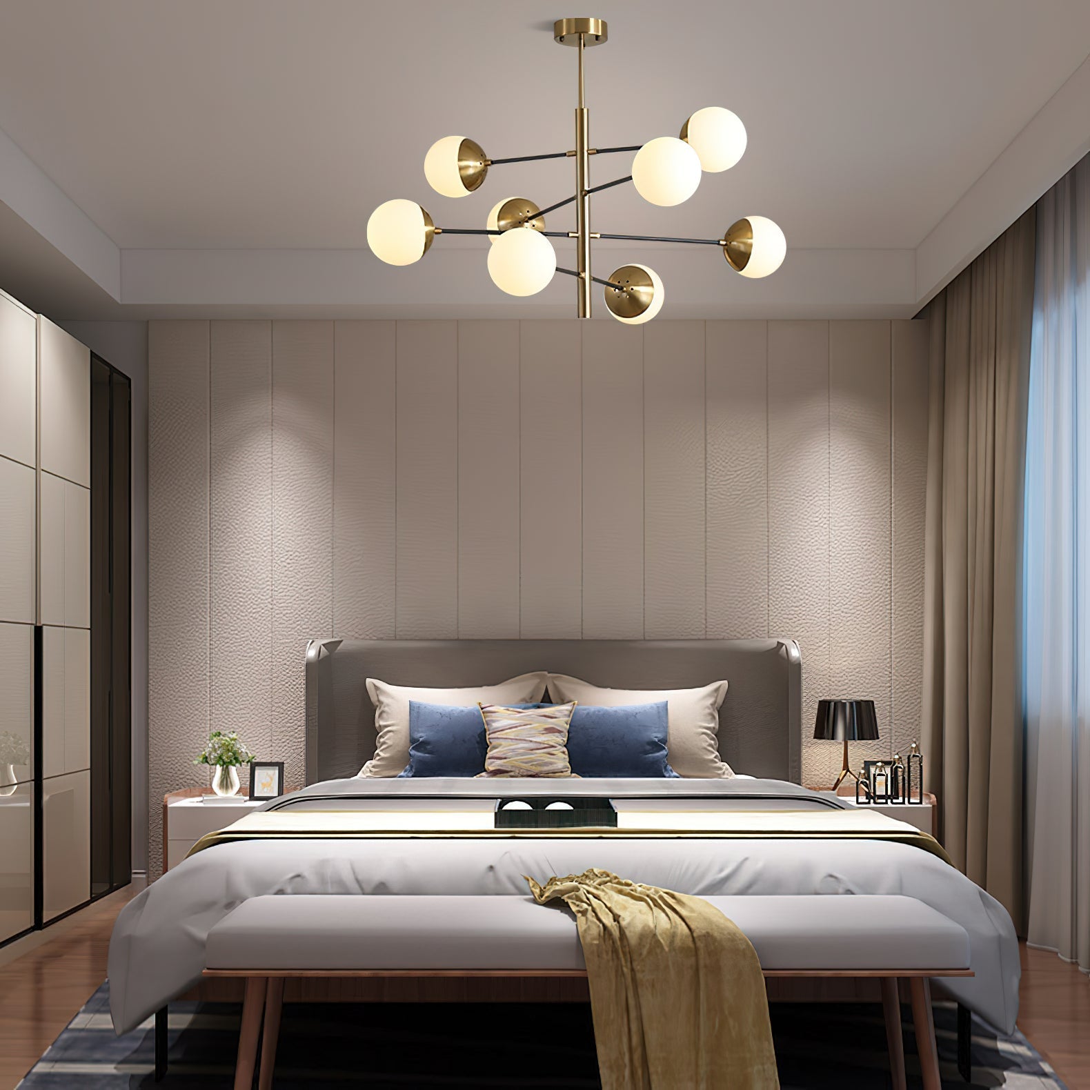 Ultra Modern Minimalist Brass Glass Chandelier - Letslighting