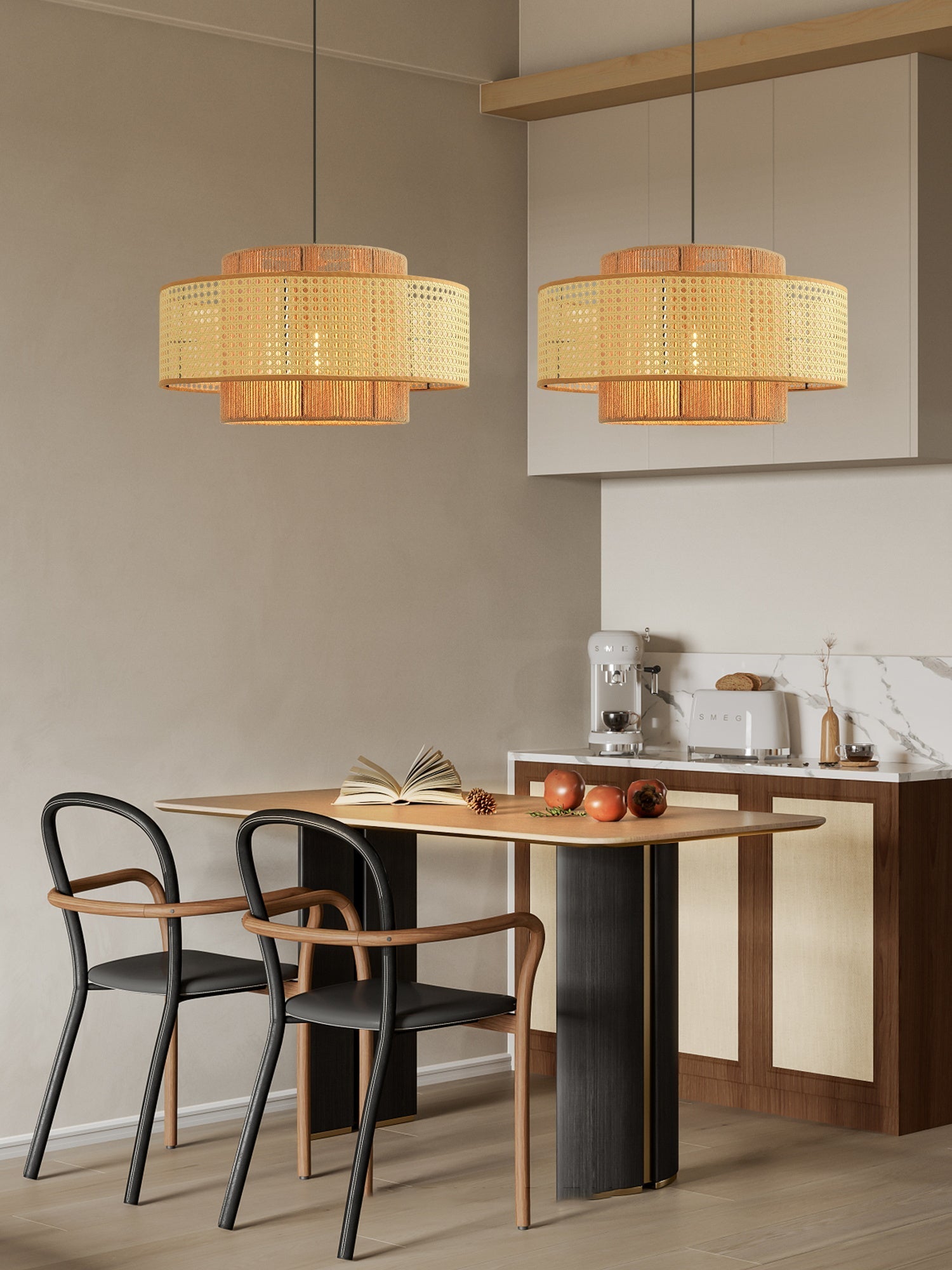 Ulshayra Concentric Rattan Pendant Light - Letslighting