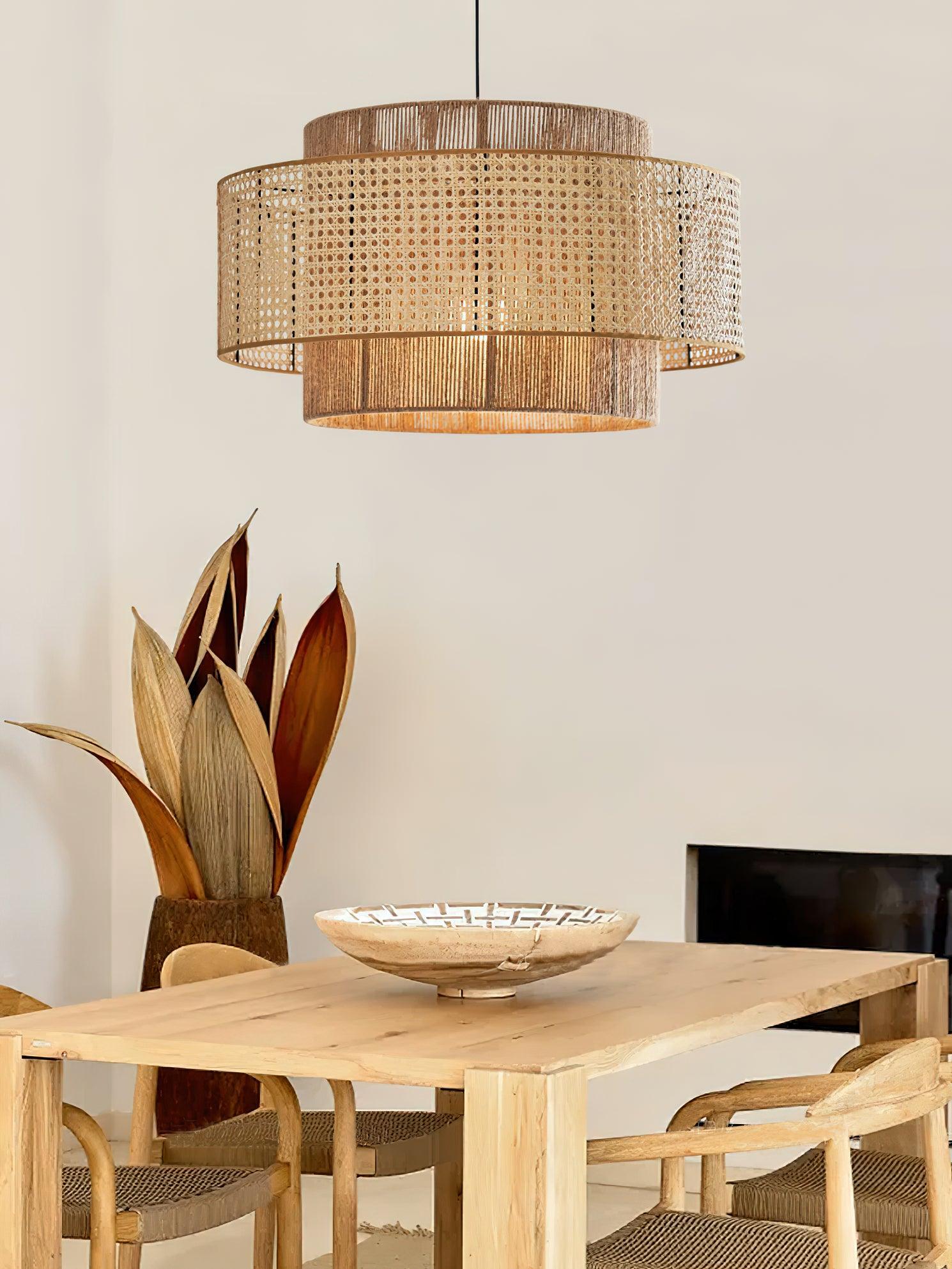 Ulshayra Concentric Rattan Pendant Light - Letslighting