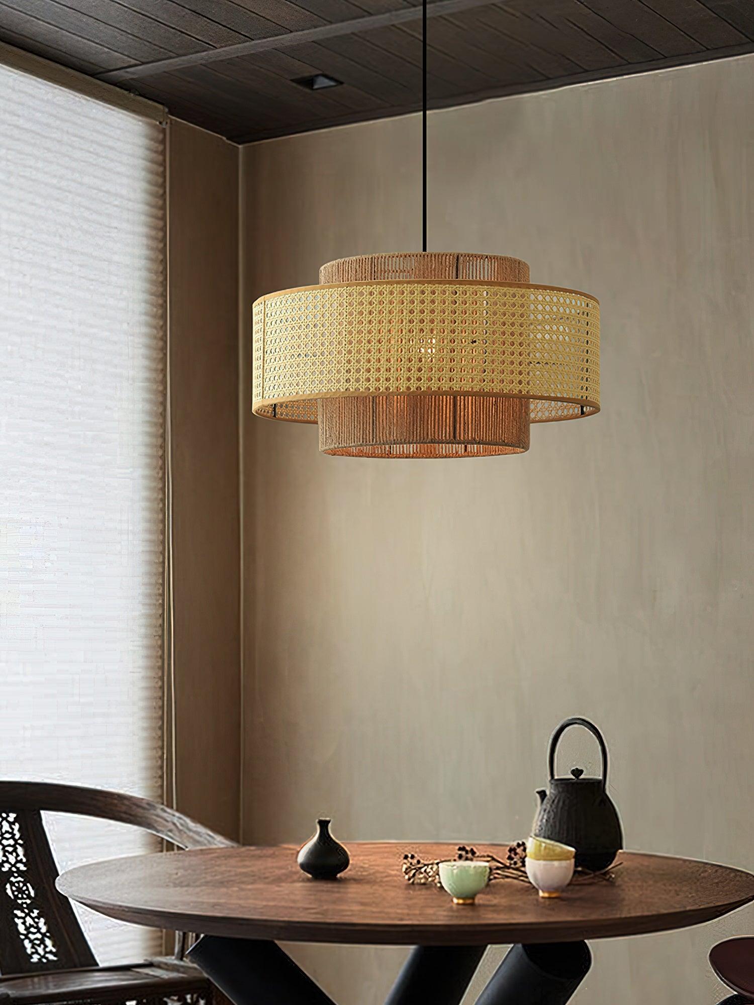Ulshayra Concentric Rattan Pendant Light - Letslighting