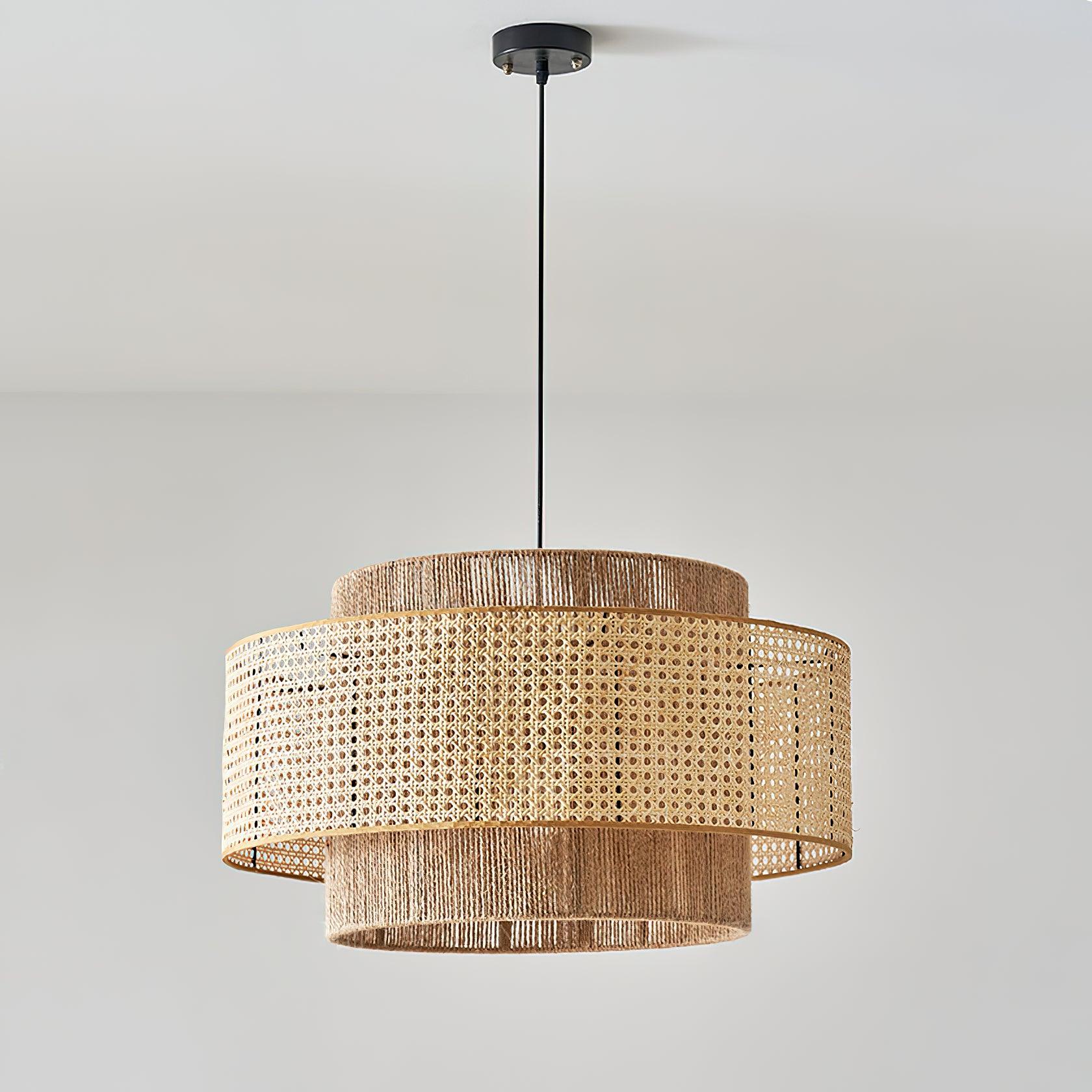 Ulshayra Concentric Rattan Pendant Light - Letslighting