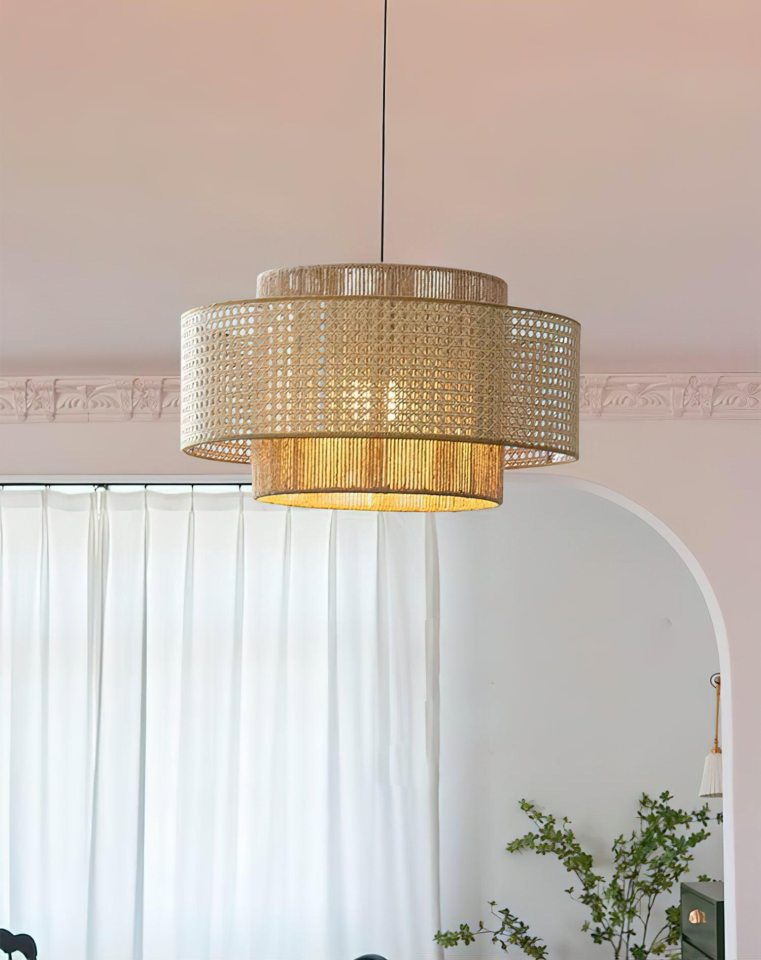 Ulshayra Concentric Rattan Pendant Light - Letslighting