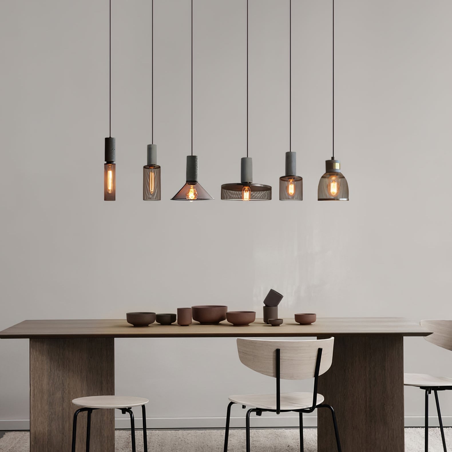 Arisha Industrial Cylindrical Pendant Light, Cement Wabi-Sabi - Letslighting
