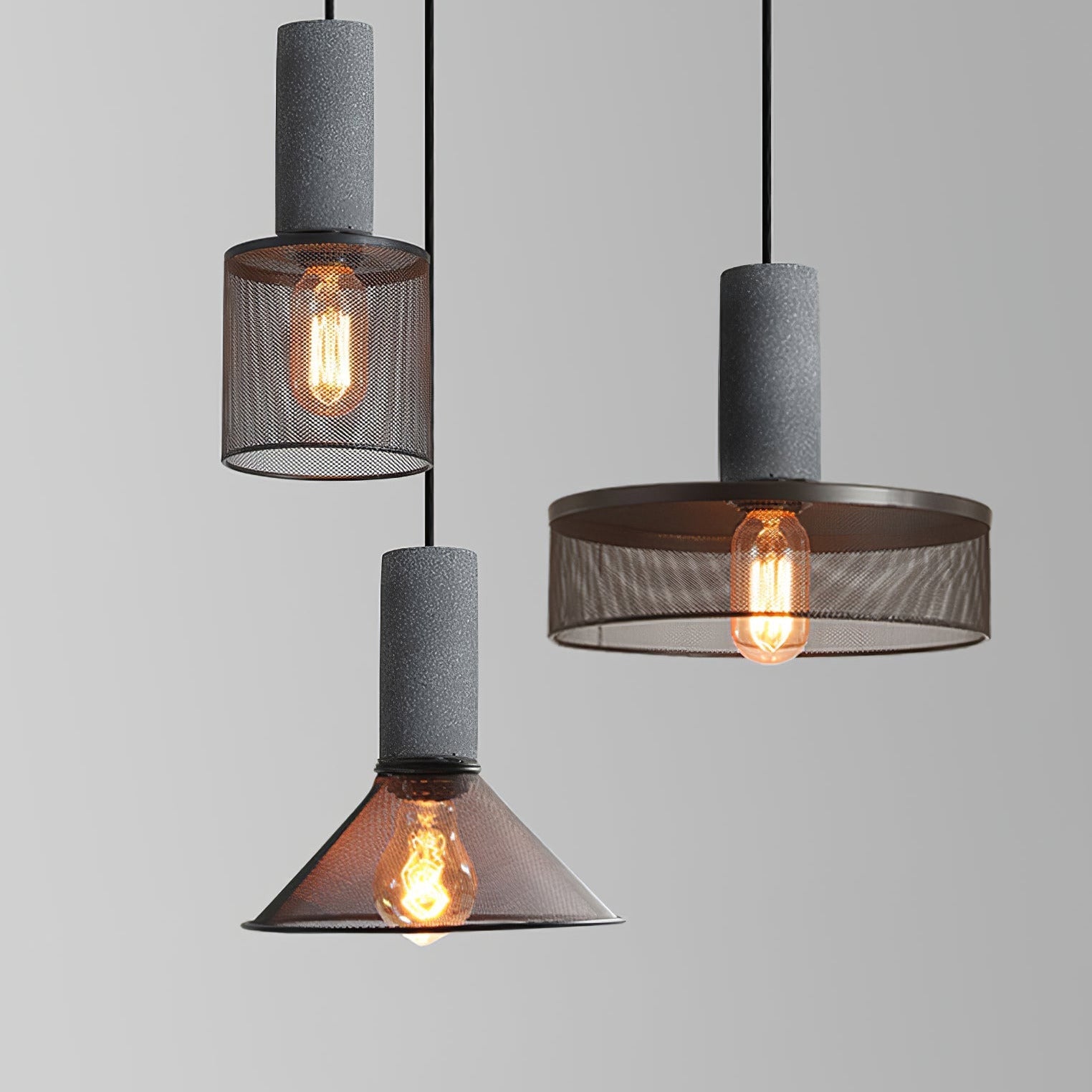 Arisha Industrial Cylindrical Pendant Light, Cement Wabi-Sabi - Letslighting