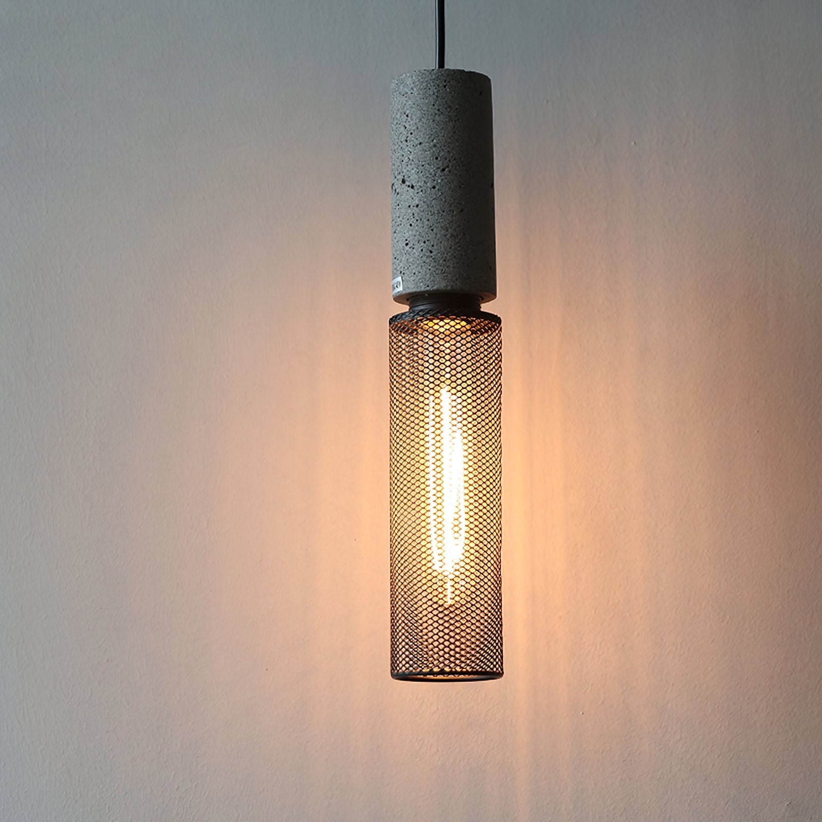 Arisha Industrial Cylindrical Pendant Light, Cement Wabi-Sabi - Letslighting