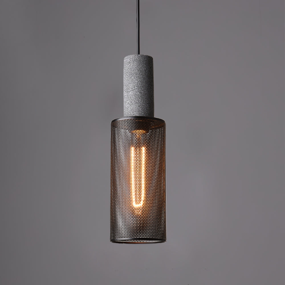Arisha Industrial Cylindrical Pendant Light, Cement Wabi-Sabi - Letslighting