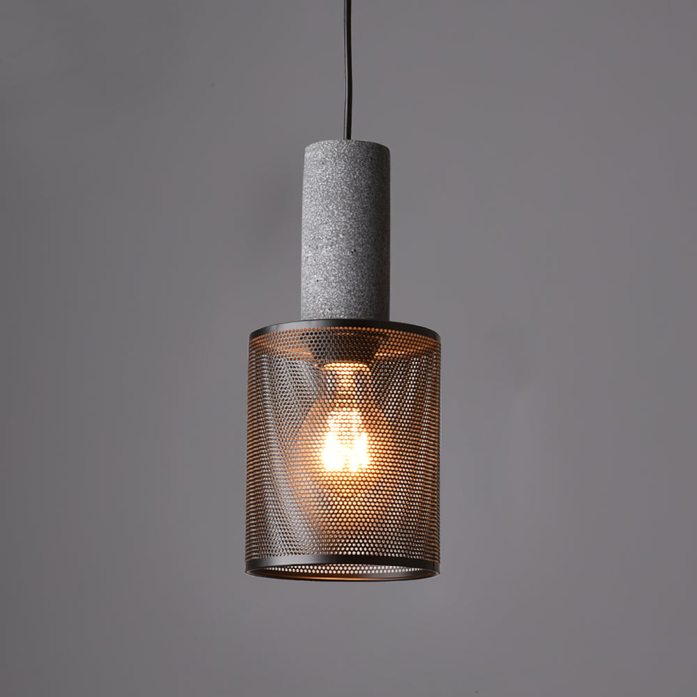 Arisha Industrial Cylindrical Pendant Light, Cement Wabi-Sabi - Letslighting