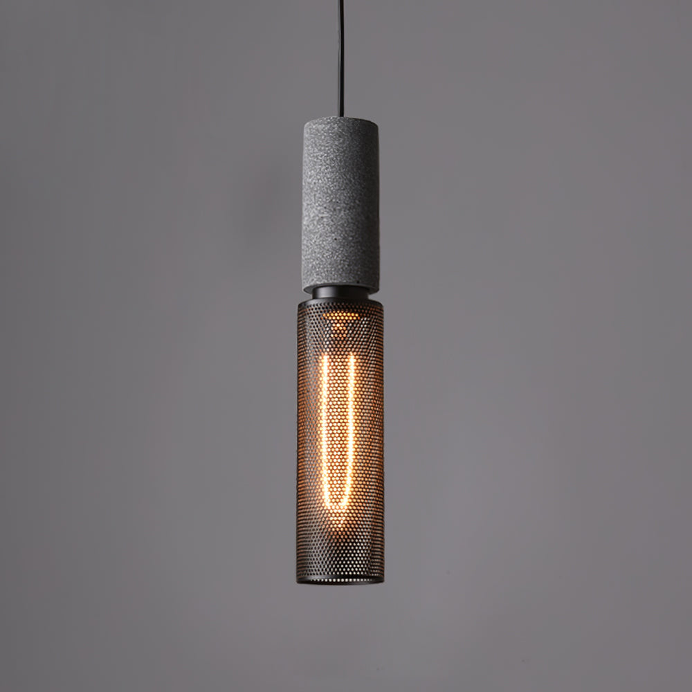 Arisha Industrial Cylindrical Pendant Light, Cement Wabi-Sabi - Letslighting