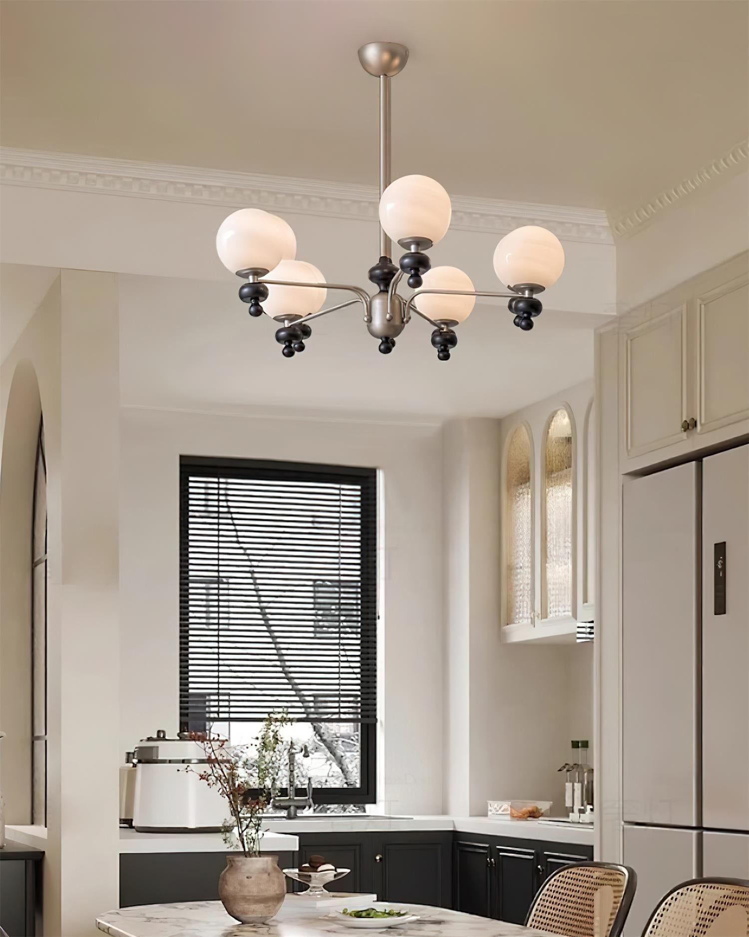 Cora Chandelier Nickel Orb Elegant - Letslighting