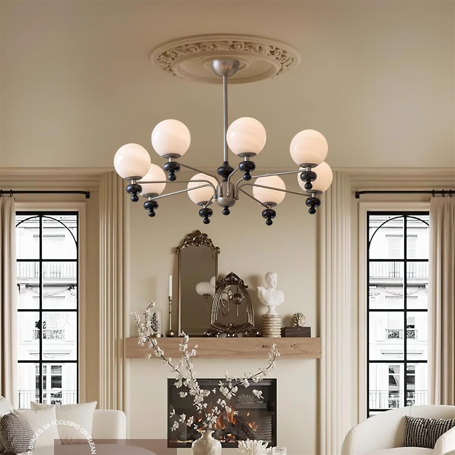 Cora Chandelier Nickel Orb Elegant - Letslighting