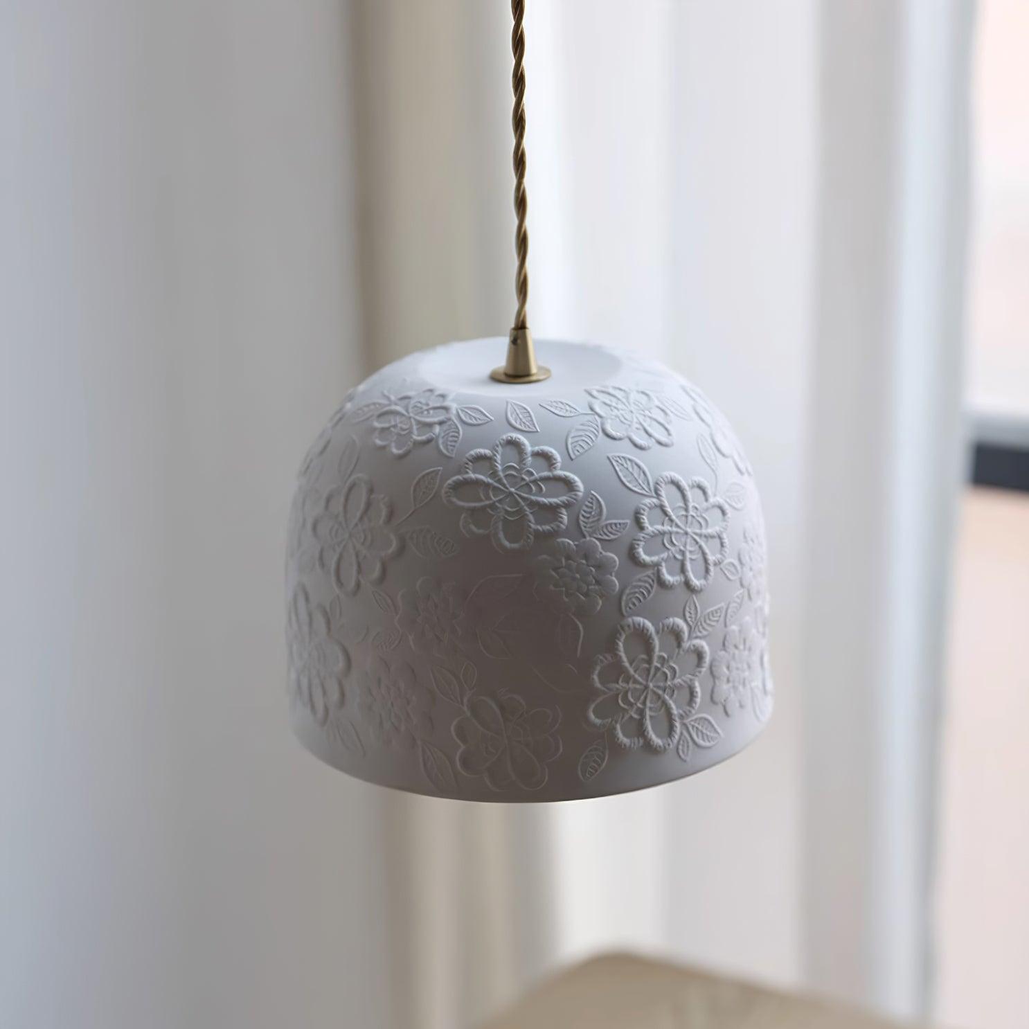 Corals Pendant Lamp Floral-Embossed Ceramic - Letslighting