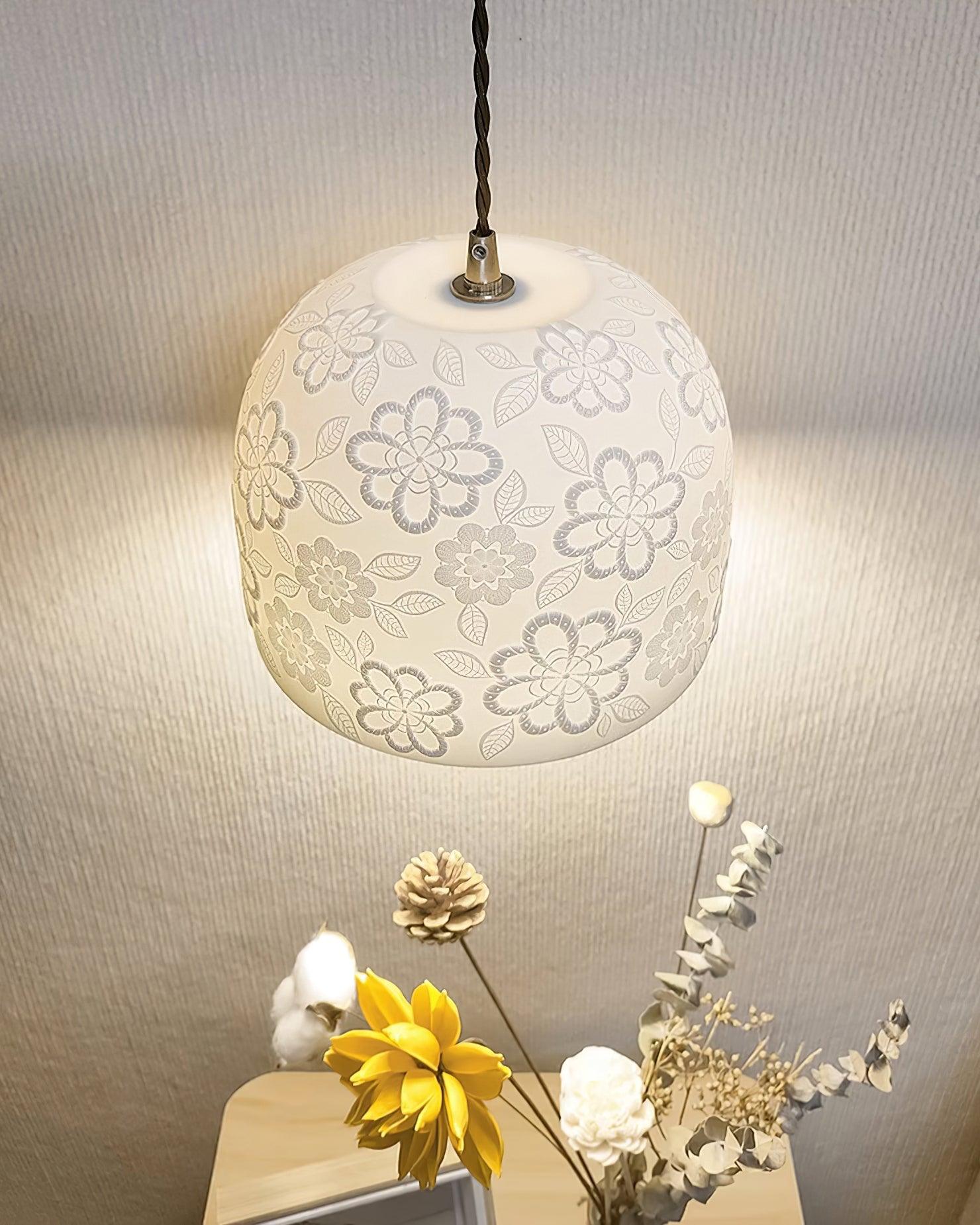 Corals Pendant Lamp Floral-Embossed Ceramic - Letslighting