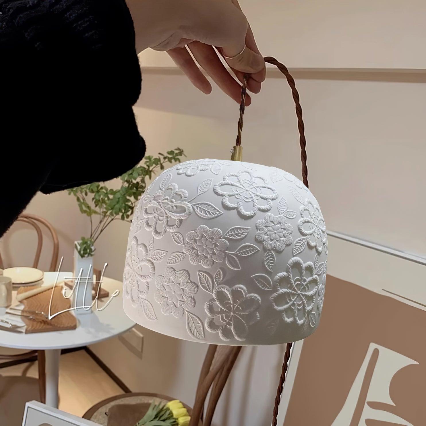 Corals Pendant Lamp Floral-Embossed Ceramic - Letslighting